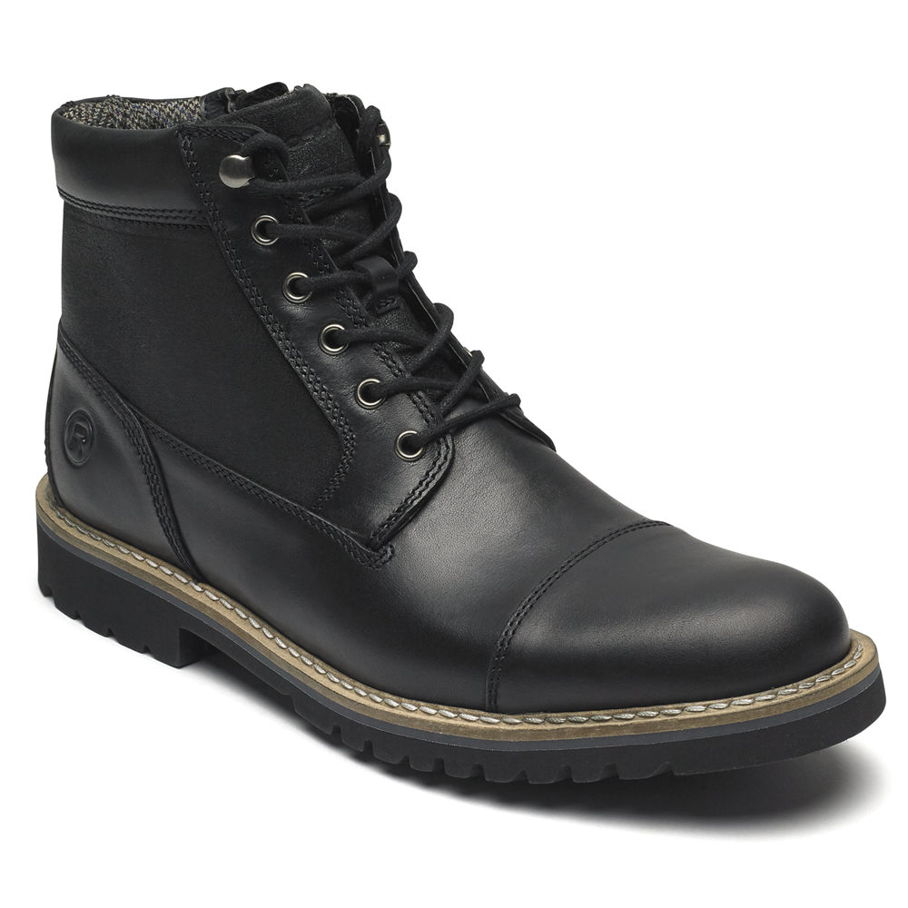 Botas Rockport Hombre Mexico - Marshall Rugged Inside Cremallera Negros - UDGFI2014